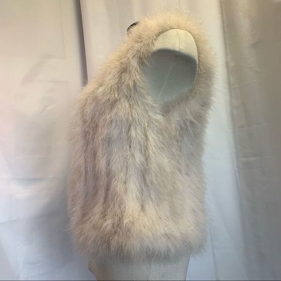 Club Monaco Cream Fur Feather Vest Sz S - Picture 8 of 14